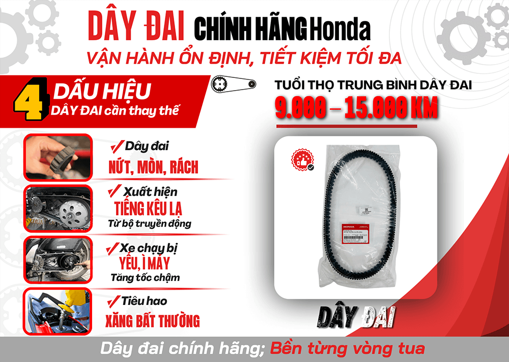 Dây Đai Chính Hãng Honda - Vận Hành Mượt Mà, Tiết Kiệm Nhiên Liệu