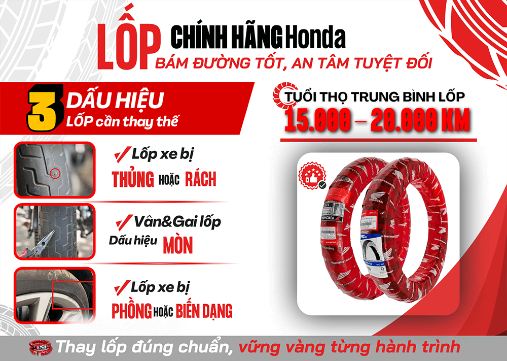 Lốp Xe Chính Hãng Honda - An Toàn Tuyệt Đối, Bám Đường Tối Ưu