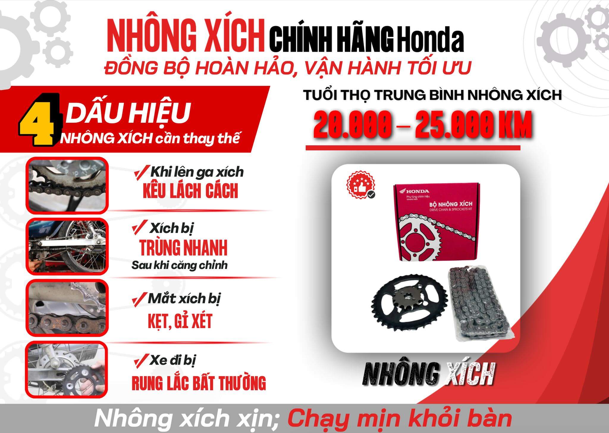 Nhông Xích Chính Hãng Honda – Chìa Khóa Cho Xe Số Vận Hành Mượt Mà Và Bền Bỉ